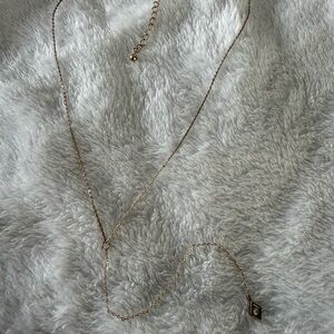 Delicate Gold Tone Lariat Necklace